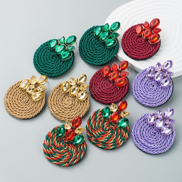 luxury trendy colorful crystal dangle earrings hand made rope weaving geometric round earrings girls ear jewelry, Silver
luxury trendy colorful crystal dangle earrings hand made rope weaving geometric round earrings girls ear jewelry, Silver