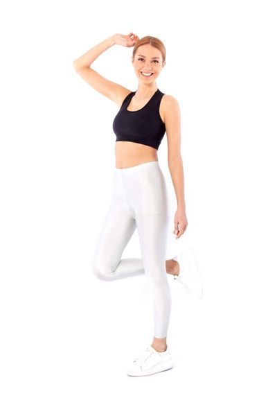 women's leggings l-17 white glossy rhytl17, Black