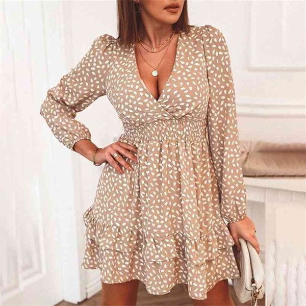 vintage polka dot dress women autumn winter puff sleeve ruffle elegant casual ladies short 210427, Black;gray
vintage polka dot dress women autumn winter puff sleeve ruffle elegant casual ladies short 210427, Black;gray