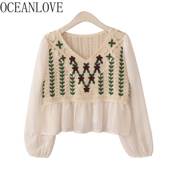 v neck blouses women embroidred knitted chiffon patchwork blusas vintage spring summer ropa mujer retro floral 210415, White
v neck blouses women embroidred knitted chiffon patchwork blusas vintage spring summer ropa mujer retro floral 210415, White