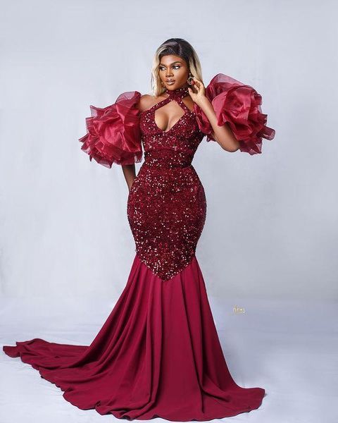 gorgeous arabic burgundy evening dresses sparkly mermaid aso ebi dubai sequined ruffles floor length prom dress custom made robes de soirée, Black;red
gorgeous arabic burgundy evening dresses sparkly mermaid aso ebi dubai sequined ruffles floor length prom dress custom made robes de soirée, Black;red