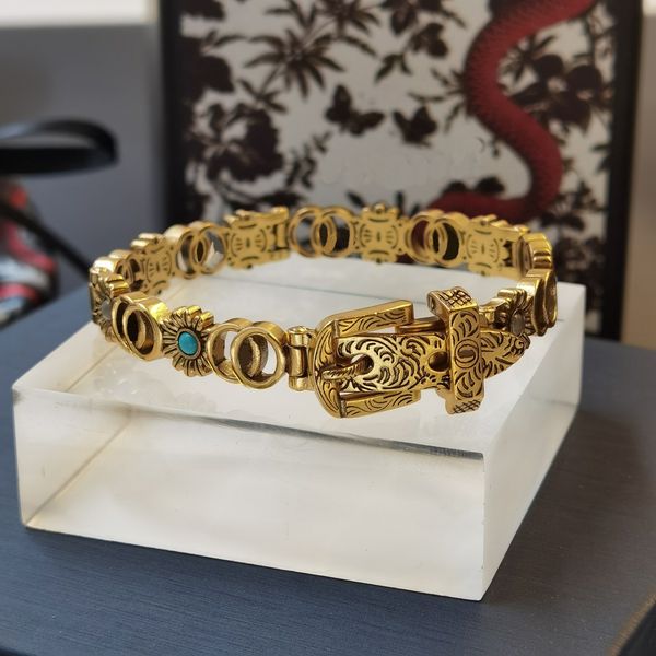 2022 brand original jewelry cuff designer ladies fashion simple high-end real gold electroplating turquoise golden daisies bracelet, White
2022 brand original jewelry cuff designer ladies fashion simple high-end real gold electroplating turquoise golden daisies bracelet, White