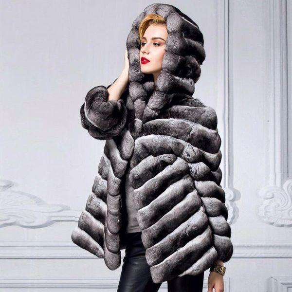 women's fur & faux medium length real rex jacket with hood 2021 winter fashion genuine coat women outfit, Black
women's fur & faux medium length real rex jacket with hood 2021 winter fashion genuine coat women outfit, Black