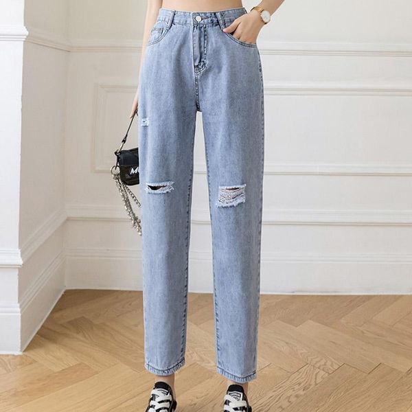 women's jeans summer 2021 high waist mom women boyfriends straight femme 100% cotton hole vintage slim denim pants thin mujer, Blue
women's jeans summer 2021 high waist mom women boyfriends straight femme 100% cotton hole vintage slim denim pants thin mujer, Blue