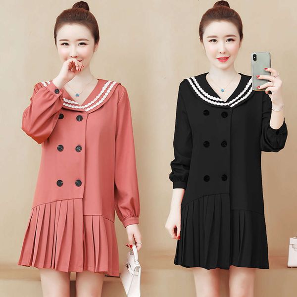 casual dresses dress slightly fat foreign style short spring and autumn large women's slim navy collar pleated 5hvr, Black;gray
casual dresses dress slightly fat foreign style short spring and autumn large women's slim navy collar pleated 5hvr, Black;gray