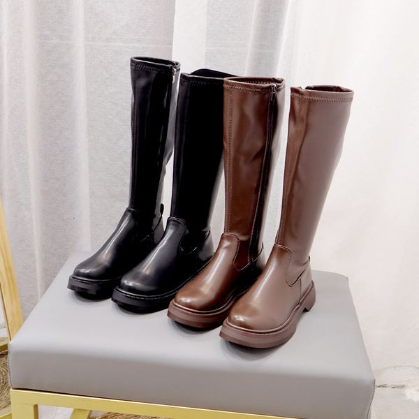 high black thick bottom shows thin 2021 autumn long british style wtern cowboy knight boots