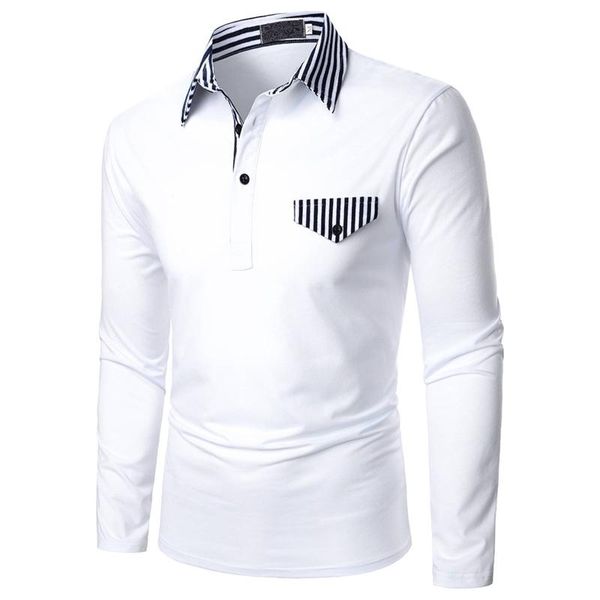 men's polos men shirt long sleeve contrast color clothing streetwear casual fashion social dress, White;black
men's polos men shirt long sleeve contrast color clothing streetwear casual fashion social dress, White;black