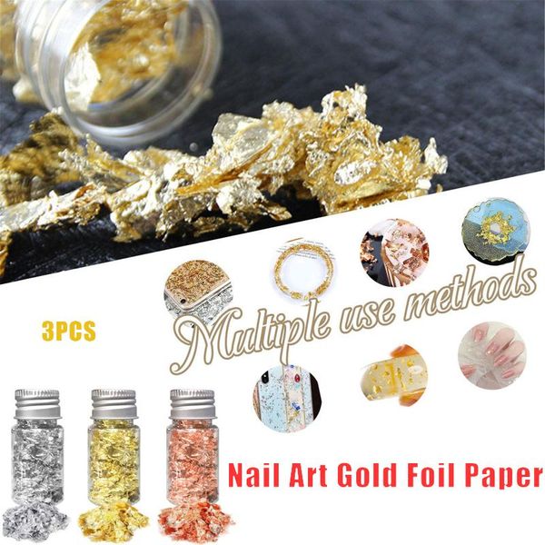 nail art decorations 3 bottles gilding flakes glittery metallic foil film irregular decor decal for painting diy crafts dl, Silver;gold
nail art decorations 3 bottles gilding flakes glittery metallic foil film irregular decor decal for painting diy crafts dl, Silver;gold