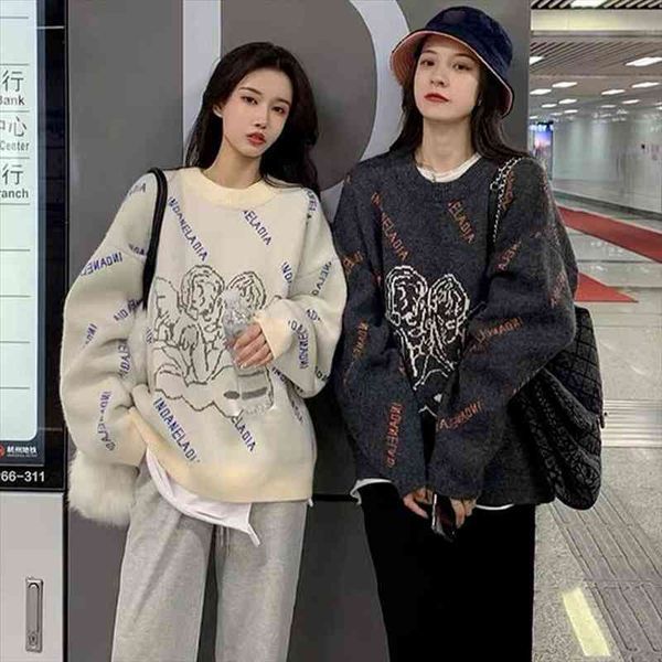 autumn winter funny cartoon letter pattern sweater korean o neck long sleeve knitted pullover vintage warm soft women, White;black
autumn winter funny cartoon letter pattern sweater korean o neck long sleeve knitted pullover vintage warm soft women, White;black