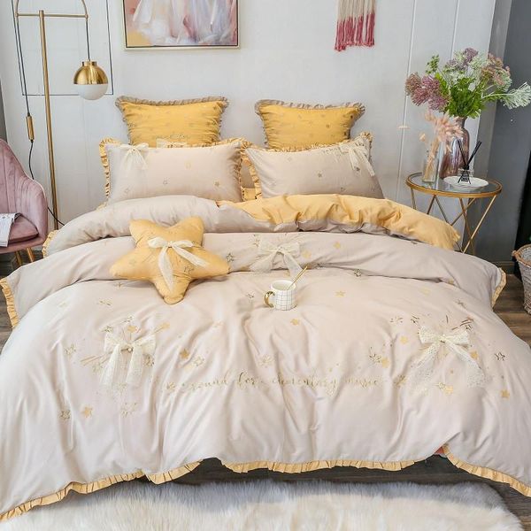bedding sets yellow gray pink stars embroidery 60s egyptian cotton princess girl set bow duvet cover bed sheet pillowcases linen
bedding sets yellow gray pink stars embroidery 60s egyptian cotton princess girl set bow duvet cover bed sheet pillowcases linen