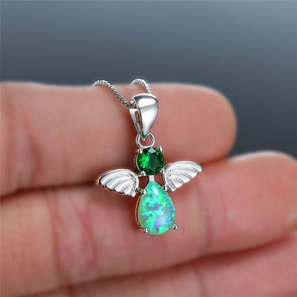 pendant necklaces simple angel wing necklace female round zircon green opal wedding dainty silver color chain for women
pendant necklaces simple angel wing necklace female round zircon green opal wedding dainty silver color chain for women