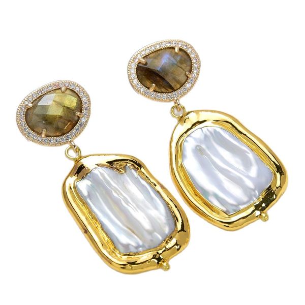 guaiguai jewelry cultured rectangle white keshi pearl labradorite gold color plated stud earrings handmade for women real gems stone lady fa, Silver
guaiguai jewelry cultured rectangle white keshi pearl labradorite gold color plated stud earrings handmade for women real gems stone lady fa, Silver