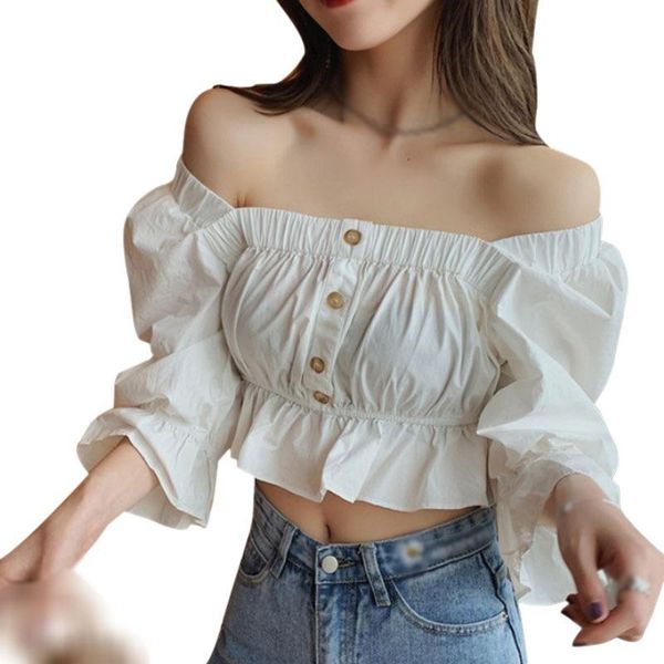 women's blouses & shirts women french ruffled square casual short retro puff sleeve elastic chic shirt, White
women's blouses & shirts women french ruffled square casual short retro puff sleeve elastic chic shirt, White