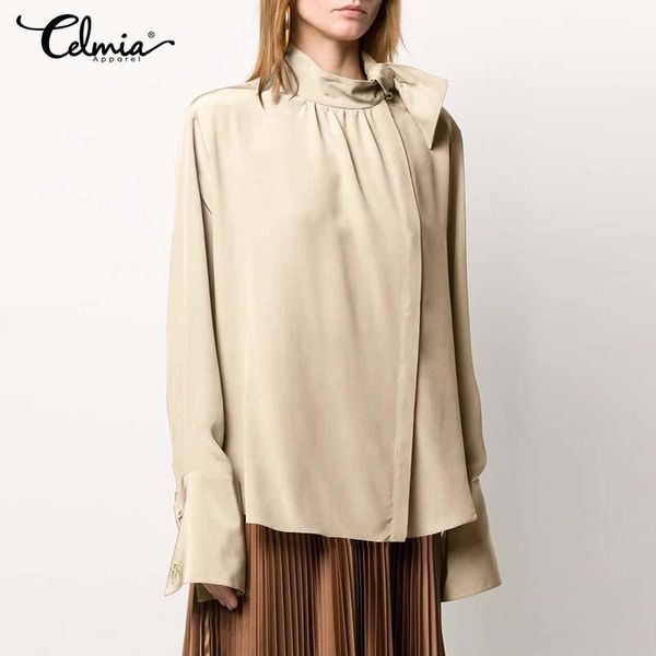 women's blouses & shirts elegant 2021 women autumn blouse celmia satin silk stand collar bow tie shirt casual loose long sleeve office, White
women's blouses & shirts elegant 2021 women autumn blouse celmia satin silk stand collar bow tie shirt casual loose long sleeve office, White