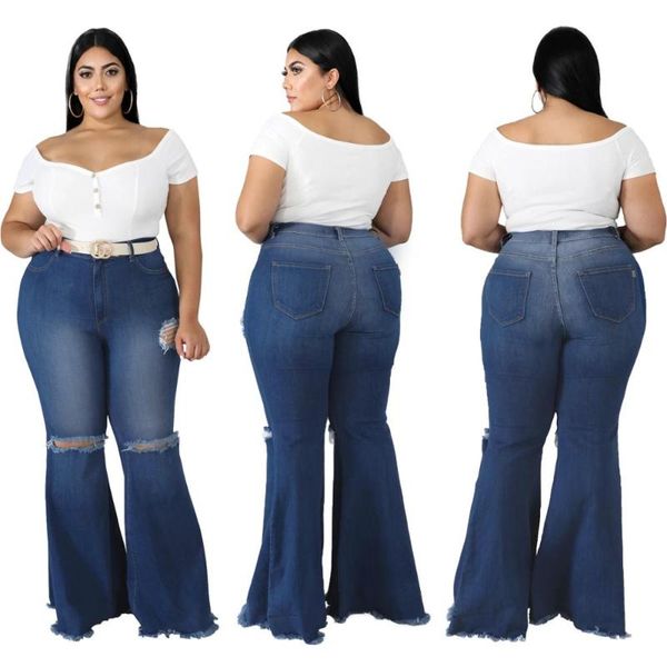 xl-5xl women ripped jeans with high flexibility female plus size waist tassels skinny denim flared pants 2021 women's, Blue
xl-5xl women ripped jeans with high flexibility female plus size waist tassels skinny denim flared pants 2021 women's, Blue