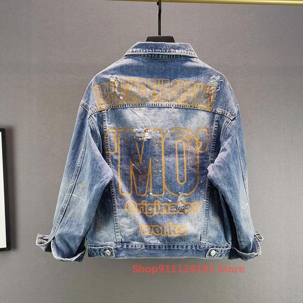 european station letter hole denim jacket female trendy goods spring 2021 loose and thin back print women's jackets, Black;brown
european station letter hole denim jacket female trendy goods spring 2021 loose and thin back print women's jackets, Black;brown
