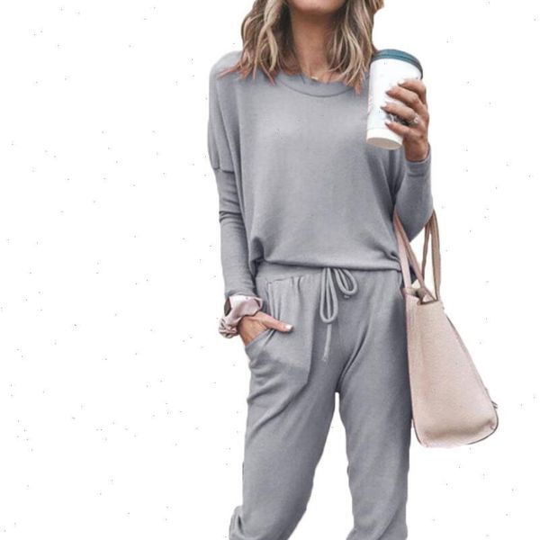 fashion 2pcs casual solid color womens tracksuits o neck long sleeve shirt drawstring pants bandage tracksuit, Gray
fashion 2pcs casual solid color womens tracksuits o neck long sleeve shirt drawstring pants bandage tracksuit, Gray