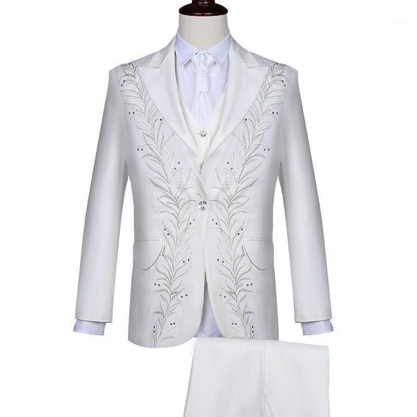 men's suits & blazers suit coat vest pants 3 pieces set / 2021 business groom wedding embroidery jacket trousers waistcoat, White;black
men's suits & blazers suit coat vest pants 3 pieces set / 2021 business groom wedding embroidery jacket trousers waistcoat, White;black