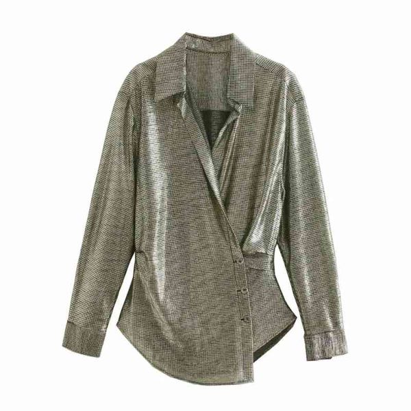 spring women pleating decoration gilding plaid shirt female long sleeve blouse office lady loose blusas s8625 210430, White
spring women pleating decoration gilding plaid shirt female long sleeve blouse office lady loose blusas s8625 210430, White