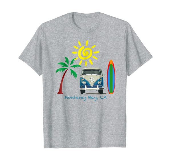 great beach t-shirt for monterey bay, White;black