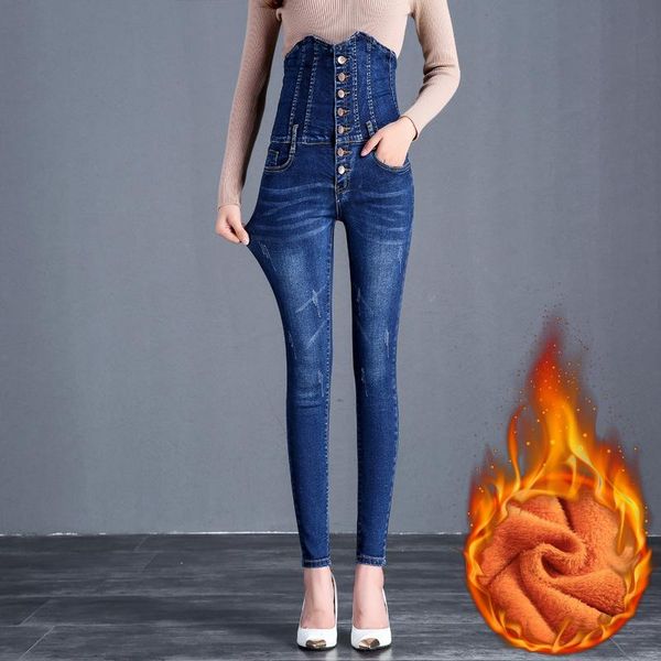 women's jeans winter fleece women high waist multi-buckle slim fit thick keep warm elasticity female fashion streetwear denim pants, Blue
women's jeans winter fleece women high waist multi-buckle slim fit thick keep warm elasticity female fashion streetwear denim pants, Blue