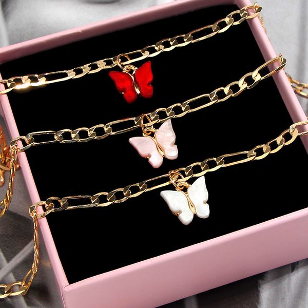 2pcs/set gold color copper anklet simple butterfly pendant anklet for women 2021 fashion summer beach foot jewelry, Red;blue
2pcs/set gold color copper anklet simple butterfly pendant anklet for women 2021 fashion summer beach foot jewelry, Red;blue
