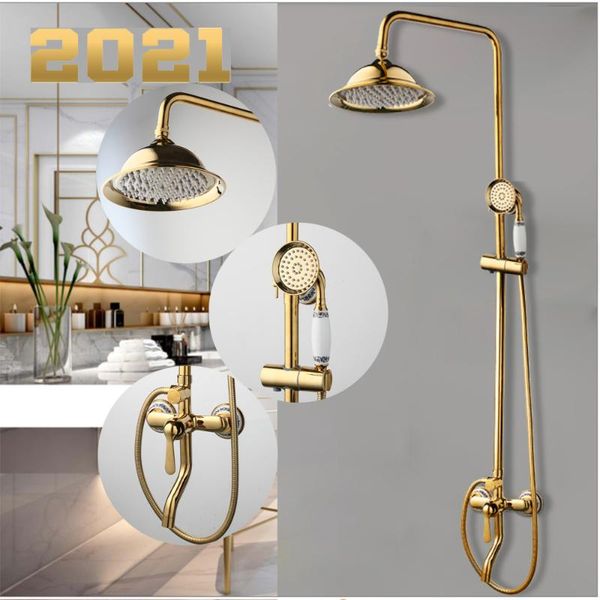 luxury golded bathroom rainfall shower faucet set wall mounted round handshower concealed install single mixer tap sets
luxury golded bathroom rainfall shower faucet set wall mounted round handshower concealed install single mixer tap sets