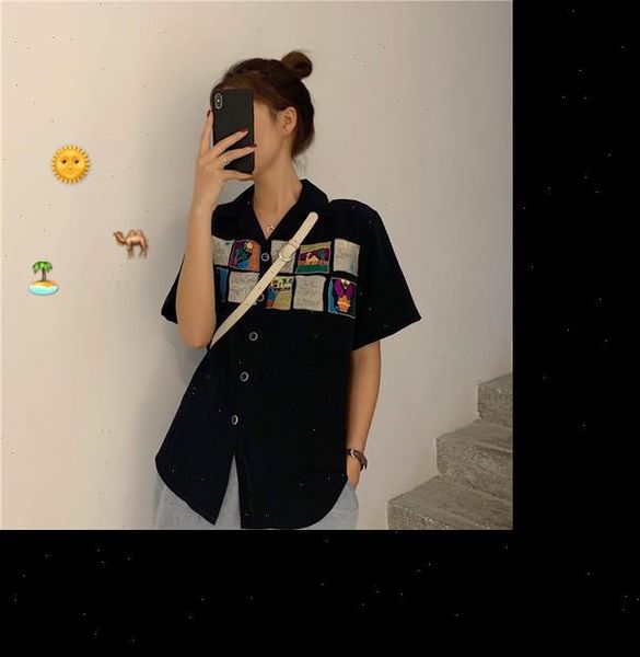 womens shirts simple cartoon printed casual all amtch loose button line basic summer arrival sale college wind female, White
womens shirts simple cartoon printed casual all amtch loose button line basic summer arrival sale college wind female, White