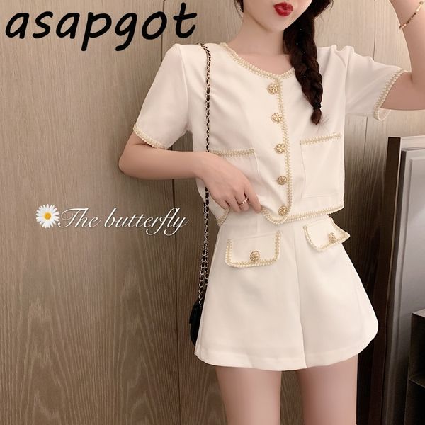 retro temperament sweet white o neck short sleeve single-breasted jacket women high waist wide leg shorts 2piece set pink summer 210429
retro temperament sweet white o neck short sleeve single-breasted jacket women high waist wide leg shorts 2piece set pink summer 210429
