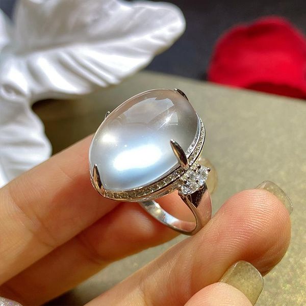 original big dove egg oval water foam jade opening adjustable ring smooth and translucent charm ladies silver jewelry cluster rings, Golden;silver
original big dove egg oval water foam jade opening adjustable ring smooth and translucent charm ladies silver jewelry cluster rings, Golden;silver