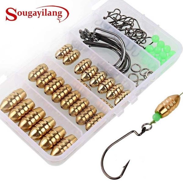 sougayilang fishing sinkers set with brass sinker weights jig hooks swivel ring connector plastic box
sougayilang fishing sinkers set with brass sinker weights jig hooks swivel ring connector plastic box