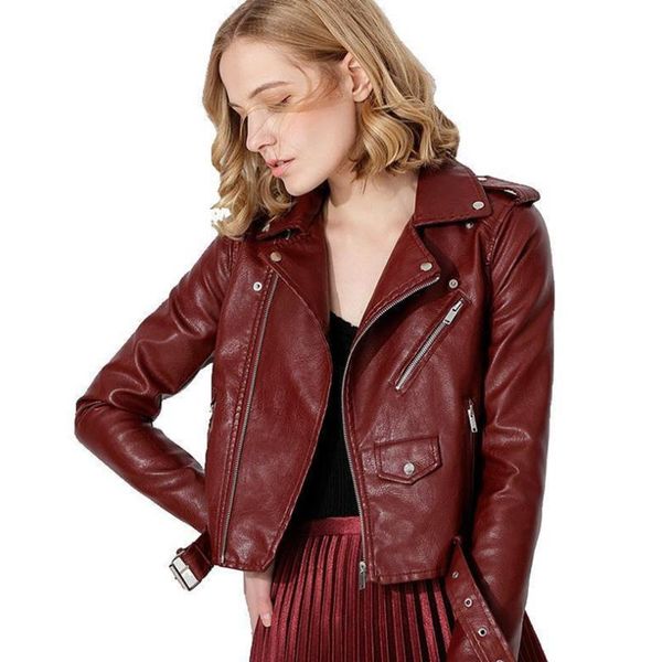 women's leather & faux 2021 women spring autumn black jackets zipper basic coat turn-down collar motor biker jacket with belt
women's leather & faux 2021 women spring autumn black jackets zipper basic coat turn-down collar motor biker jacket with belt