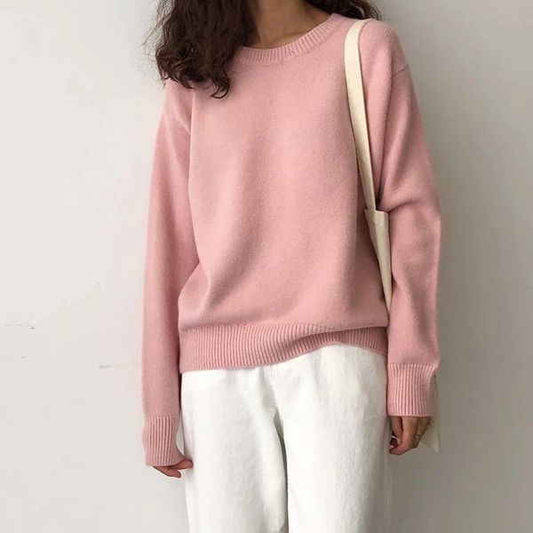 women's sweaters 2021 winter oversized sweater elegant knitted ladies basic pullover the neck loose and soft cashmere for women, White;black
women's sweaters 2021 winter oversized sweater elegant knitted ladies basic pullover the neck loose and soft cashmere for women, White;black
