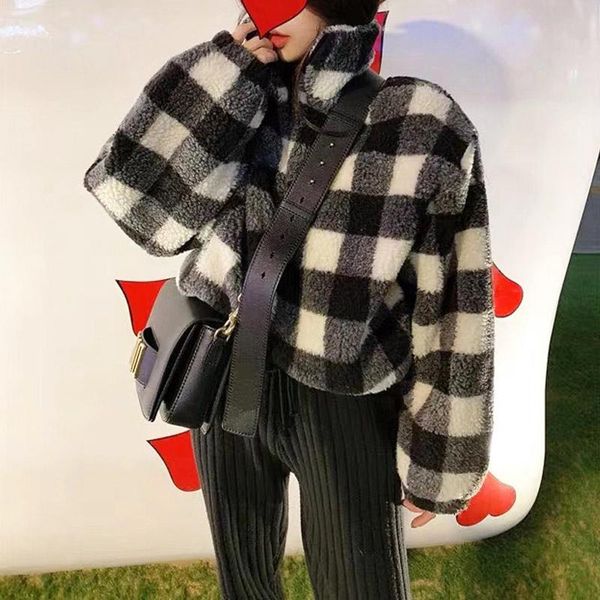 women's jackets autumn winter casual plaid faux wool short jacket for women thick warm long sleeve loose woolly lady high street outwea, Black;brown
women's jackets autumn winter casual plaid faux wool short jacket for women thick warm long sleeve loose woolly lady high street outwea, Black;brown