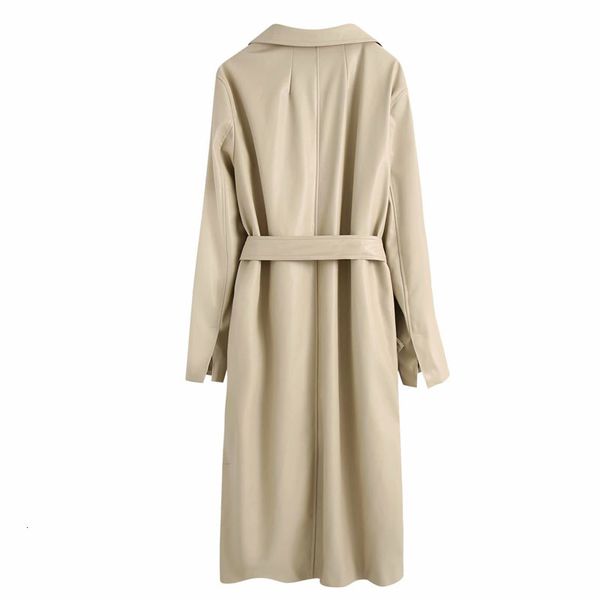 wool retro long sleeve lapel women's fashion with belt artificial leather coat chic side split simple pu female, Black
wool retro long sleeve lapel women's fashion with belt artificial leather coat chic side split simple pu female, Black