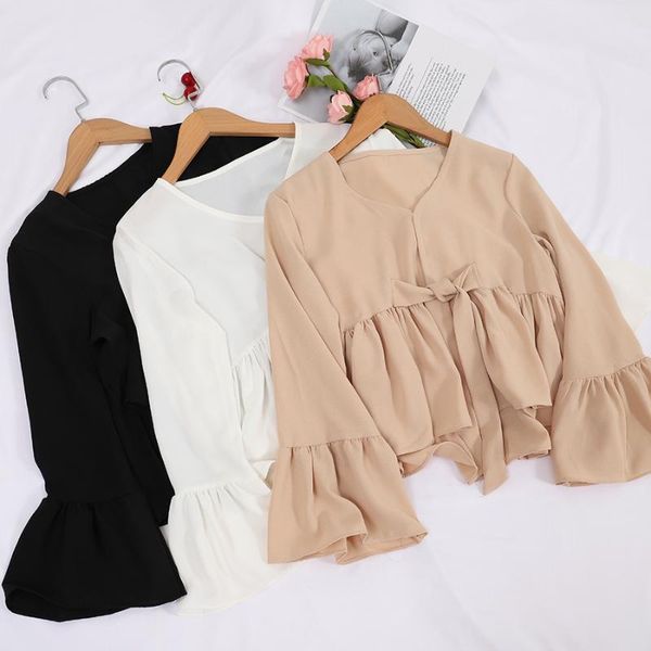 women's blouses & shirts women summer flare sleeve v-neck lace up bandage strap basic ruffles chiffon bow shirt casual short slim pleat, White
women's blouses & shirts women summer flare sleeve v-neck lace up bandage strap basic ruffles chiffon bow shirt casual short slim pleat, White
