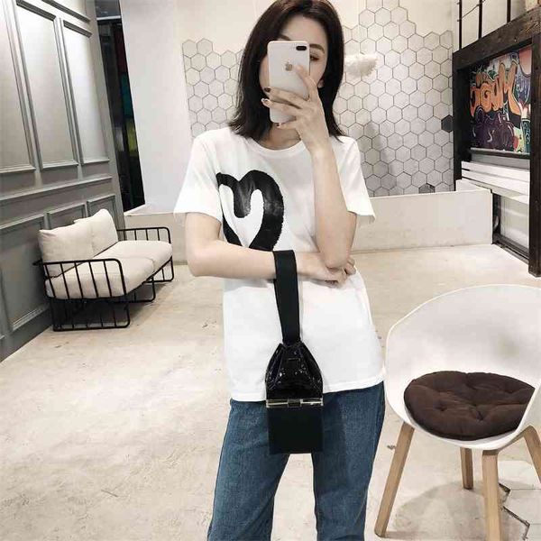 y0824 love printing for female lovers fashion brand loose short sleeve t-shirt, White
y0824 love printing for female lovers fashion brand loose short sleeve t-shirt, White