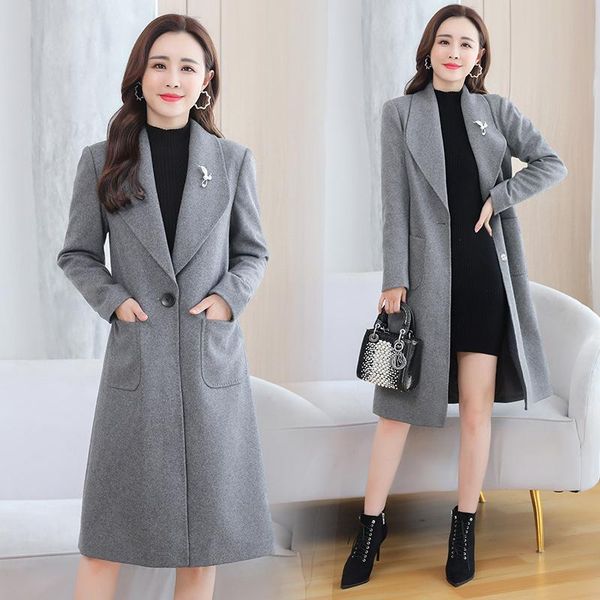 women's wool & blends woolen coat autumn and winter 2021 long high-end thick overcoat female slim arge size temperament outwear, Black
women's wool & blends woolen coat autumn and winter 2021 long high-end thick overcoat female slim arge size temperament outwear, Black