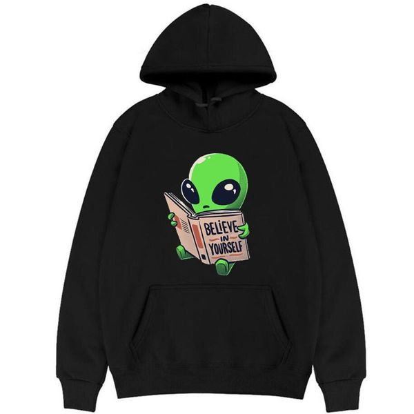 men's hoodies & sweatshirts cute funny green alien prints believe in yourself hoodie men women casual sweatshirt man vintage clothes m, Black
men's hoodies & sweatshirts cute funny green alien prints believe in yourself hoodie men women casual sweatshirt man vintage clothes m, Black