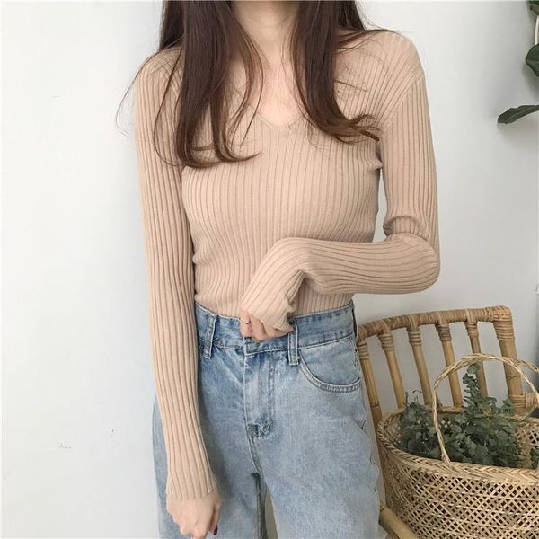 women's sweaters autumn winter ladies 2021 solid v neck knitted pullovers women primer shirt long sleeve slim-fit tight jumper, White;black
women's sweaters autumn winter ladies 2021 solid v neck knitted pullovers women primer shirt long sleeve slim-fit tight jumper, White;black