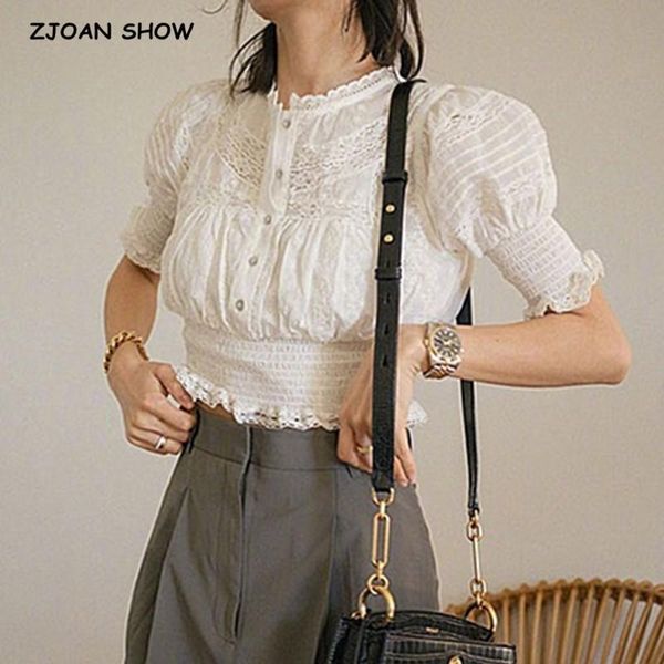 women's blouses & shirts o neck spliced lace embroidery puff sleeve shirt white women elastic hem ruched short pullover blouse summer c
women's blouses & shirts o neck spliced lace embroidery puff sleeve shirt white women elastic hem ruched short pullover blouse summer c