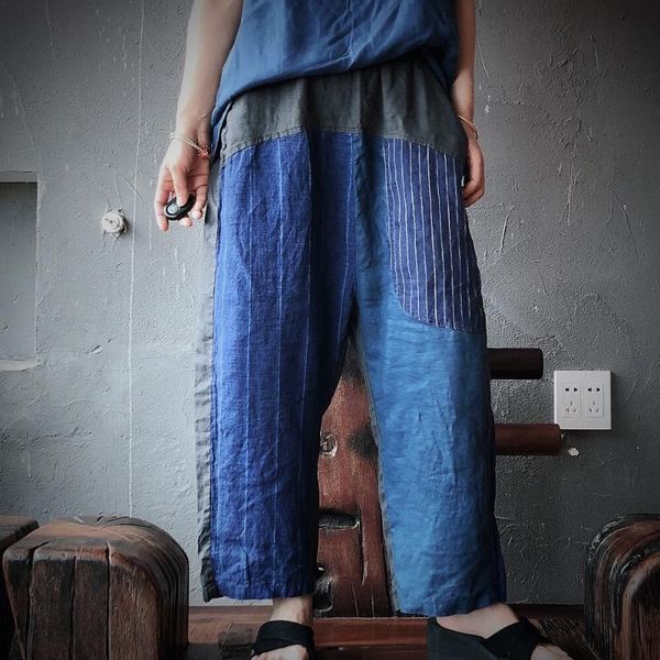high-end washed yarn dyed pure linen color contrast capris 1671 women's pants &, Black;white
high-end washed yarn dyed pure linen color contrast capris 1671 women's pants &, Black;white