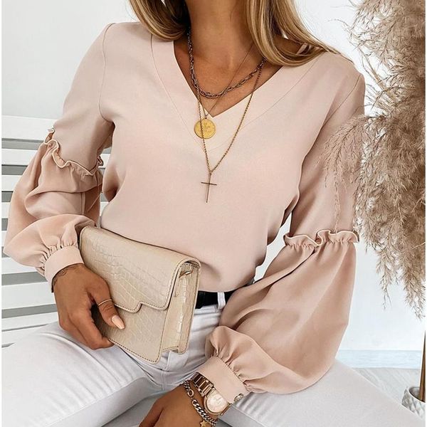 women's blouses & shirts wepbel streetwear fashion casual beige v-neck women loose solid color long-sleeved top, White
women's blouses & shirts wepbel streetwear fashion casual beige v-neck women loose solid color long-sleeved top, White