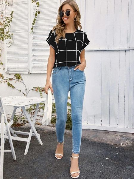 woman tshirts summer lattice print shoulders round collar leisure harajuku office short-sleeved shirt t-shirt streetwear women's, White
woman tshirts summer lattice print shoulders round collar leisure harajuku office short-sleeved shirt t-shirt streetwear women's, White