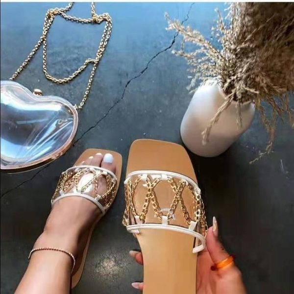slippers summer luxury chain flat bottom women's 2021 fashion casual indoor outdoor large size shoes 36-43, Black
slippers summer luxury chain flat bottom women's 2021 fashion casual indoor outdoor large size shoes 36-43, Black