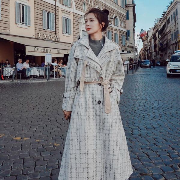 women's wool & blends 2021 autumn winter women plaid overcoat fashion turn down collar warm woolen long coats casual oversized jacket, Black
women's wool & blends 2021 autumn winter women plaid overcoat fashion turn down collar warm woolen long coats casual oversized jacket, Black