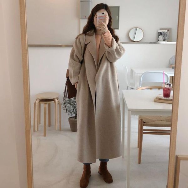 women's wool & blends long suit collar classic camel coat loose plus size cardigan sleeve warming elegant intellectual woman winter, Black
women's wool & blends long suit collar classic camel coat loose plus size cardigan sleeve warming elegant intellectual woman winter, Black