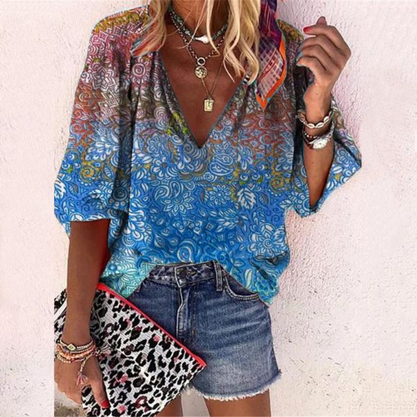 women's blouses & shirts flower print for women long sleeve v- neck blouse casual tunics loose fit chemise longue femme camisas, White
women's blouses & shirts flower print for women long sleeve v- neck blouse casual tunics loose fit chemise longue femme camisas, White