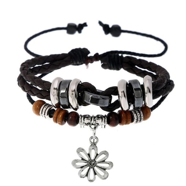 link, chain fashion vintage casual flower charms women bracelet handmade multi-layer beads bangle wrap weave leather wristbands jewelry gift, Black
link, chain fashion vintage casual flower charms women bracelet handmade multi-layer beads bangle wrap weave leather wristbands jewelry gift, Black