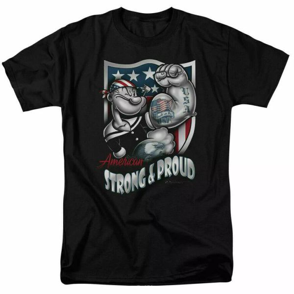 popeye american strong and proud t shirt licensed comic cartoon tee black, White;black
popeye american strong and proud t shirt licensed comic cartoon tee black, White;black